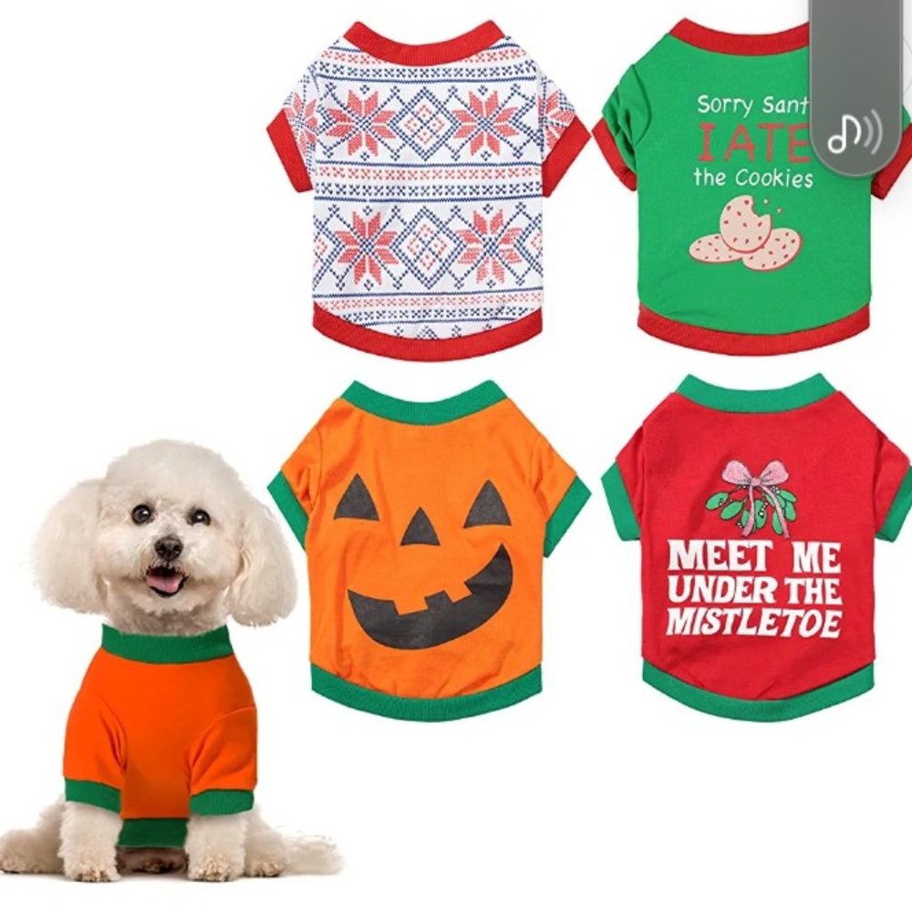 Lot of 4 holiday dog tshirts